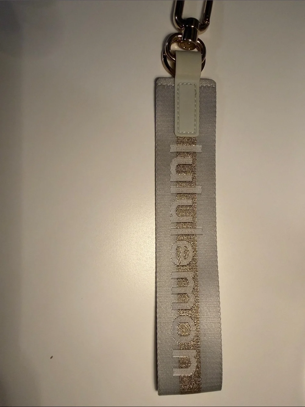Lululemon Gray Logo Strap Keychain